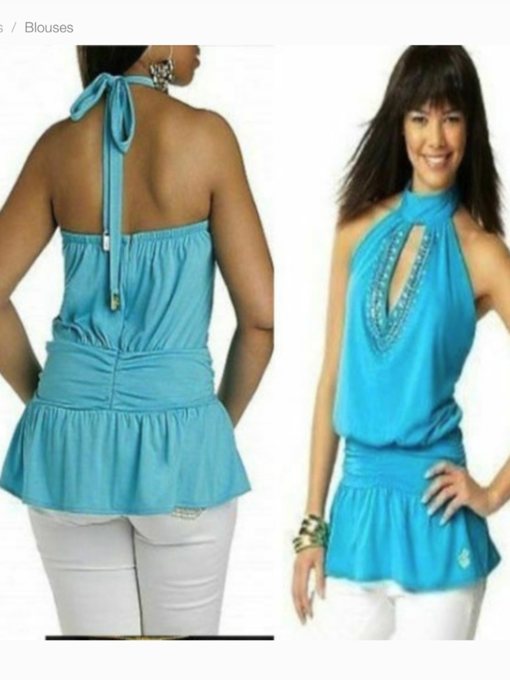 NEW Rocawear Choker Jeweled Peplum High Neck Top 2X 22 24 PLUS SIZE